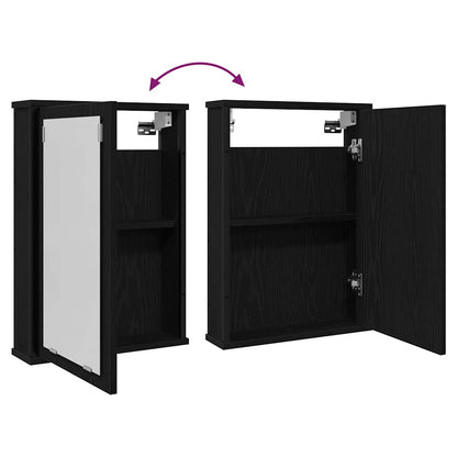 Bad-Spiegelschrank Schwarz Eiche-Optik 42x12x60cm Holzwerkstoff