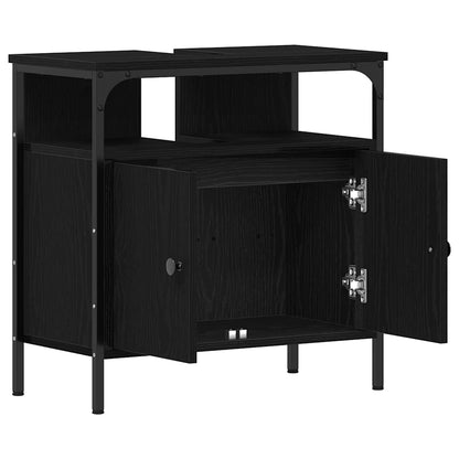 Waschbeckenunterschrank Schwarz Eichen-Optik 60x30x60 cm