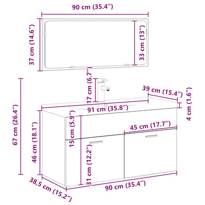 3-tlg. Badmöbel-Set Altholz-Optik Holzwerkstoff