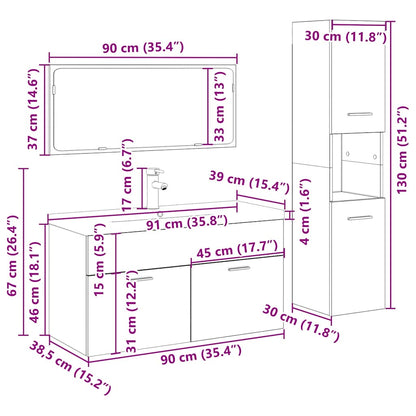 4-tlg. Badmöbel-Set Altholz-Optik Holzwerkstoff