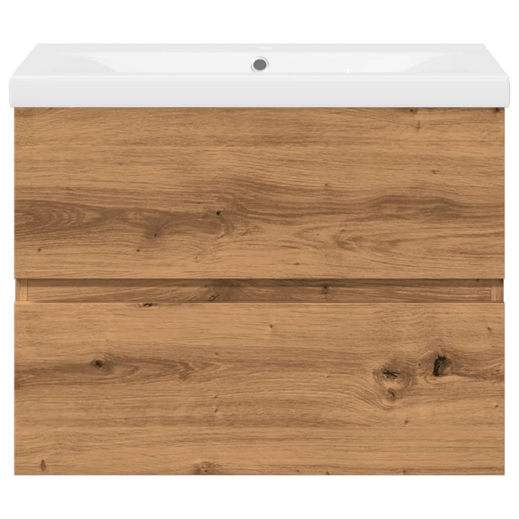 Waschbeckenunterschrank mit Einbaubecken Artisan-Eiche