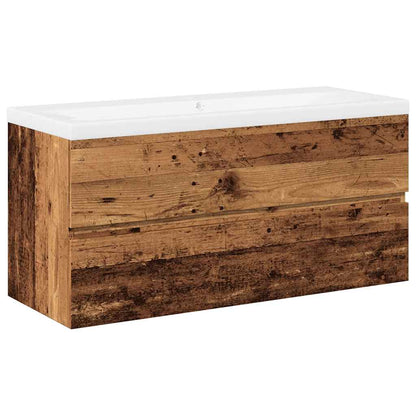 Waschbeckenunterschrank mit Einbaubecken Altholz-Optik