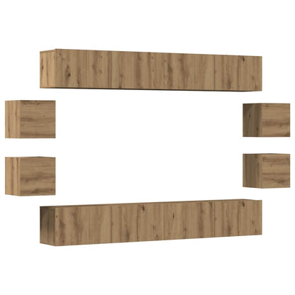 8-tlg. TV-Schrank-Set Wandmontage Artisan-Eiche Holzwerkstoff
