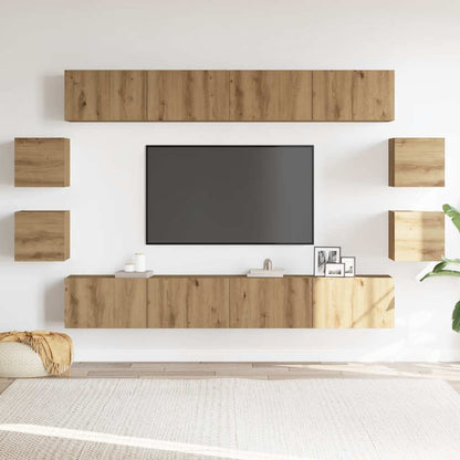 8-tlg. TV-Schrank-Set Wandmontage Artisan-Eiche Holzwerkstoff