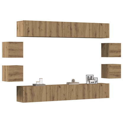 8-tlg. TV-Schrank-Set Wandmontage Artisan-Eiche Holzwerkstoff