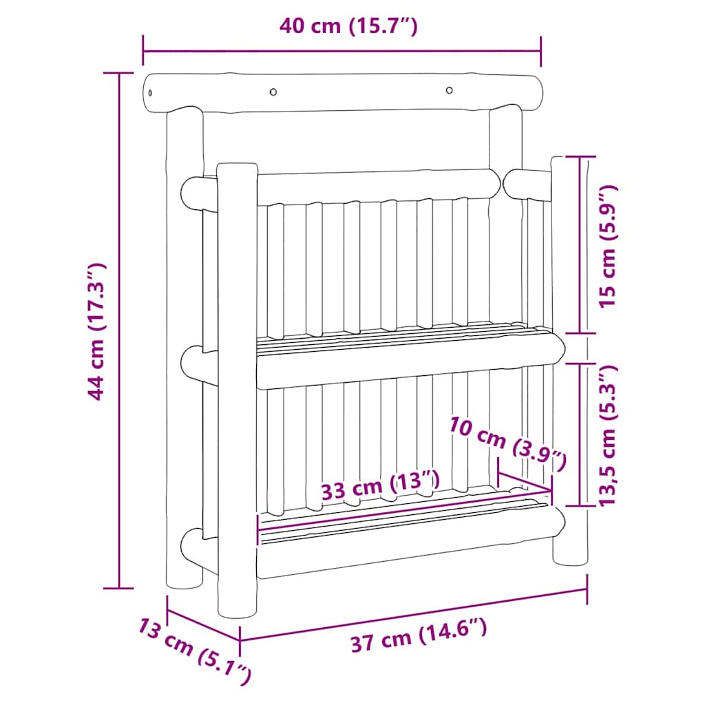 Wandregal mit Regal mit Speicher Braun 40 x 13 x 44 cm Bambus