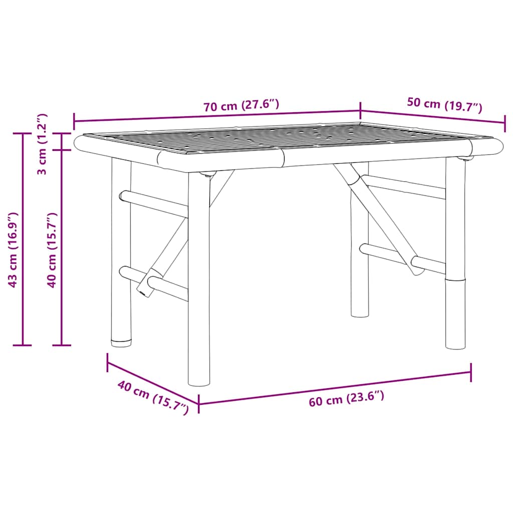 Couchtisch Braun 70 x 40 x 36 cm Bambus