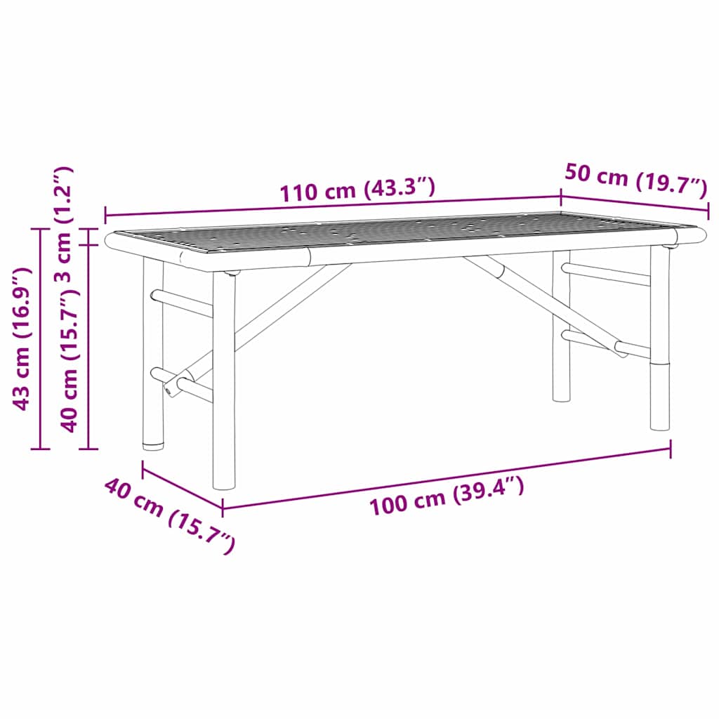Couchtisch Braun 110 x 50 x 43 cm Bambus