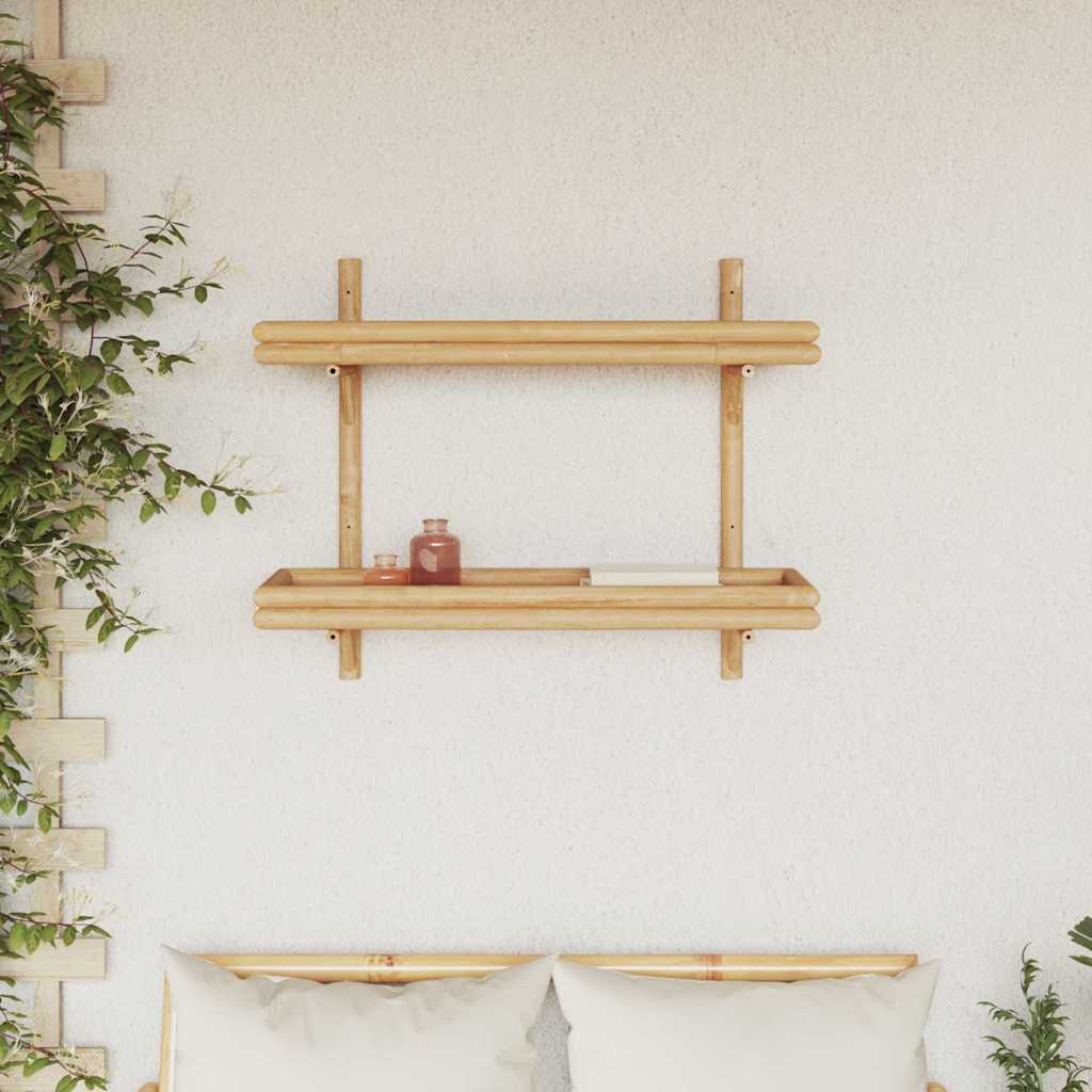 Wandregal mit Regal Wandmontiert Braun 75 x 26 x 60 cm Bambus