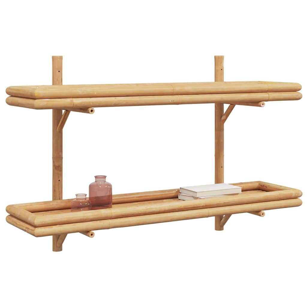 Wandregal mit Regal Wandmontiert Braun 100 x 26 x 60 cm Bambus