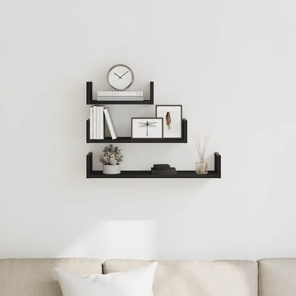 Wandregale 3 Stk. Schwarz Eichen-Optik Holzwerkstoff