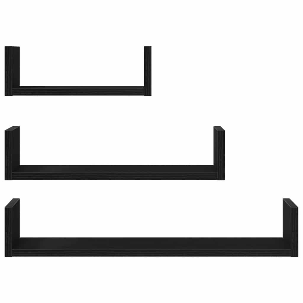 Wandregale 3 Stk. Schwarz Eichen-Optik Holzwerkstoff