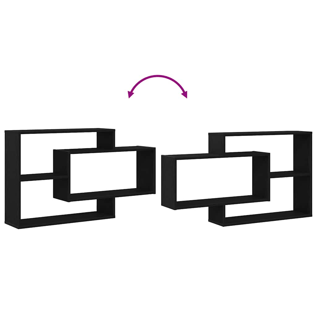 Wandregal Eiche Schwarz 104x20x58,5 cm Holzwerkstoff