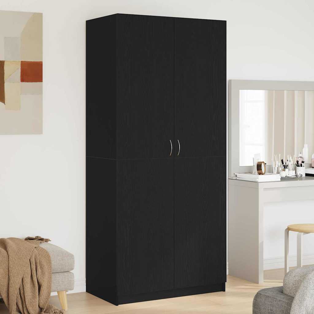 Kleiderschrank mit Tür Schwarz 90 x 52 x 200 cm Holzwerkstoff