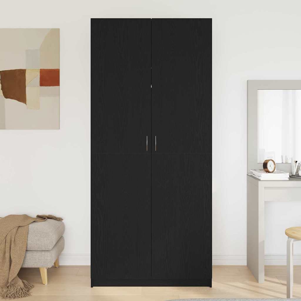 Kleiderschrank mit Tür Schwarz 90 x 52 x 200 cm Holzwerkstoff
