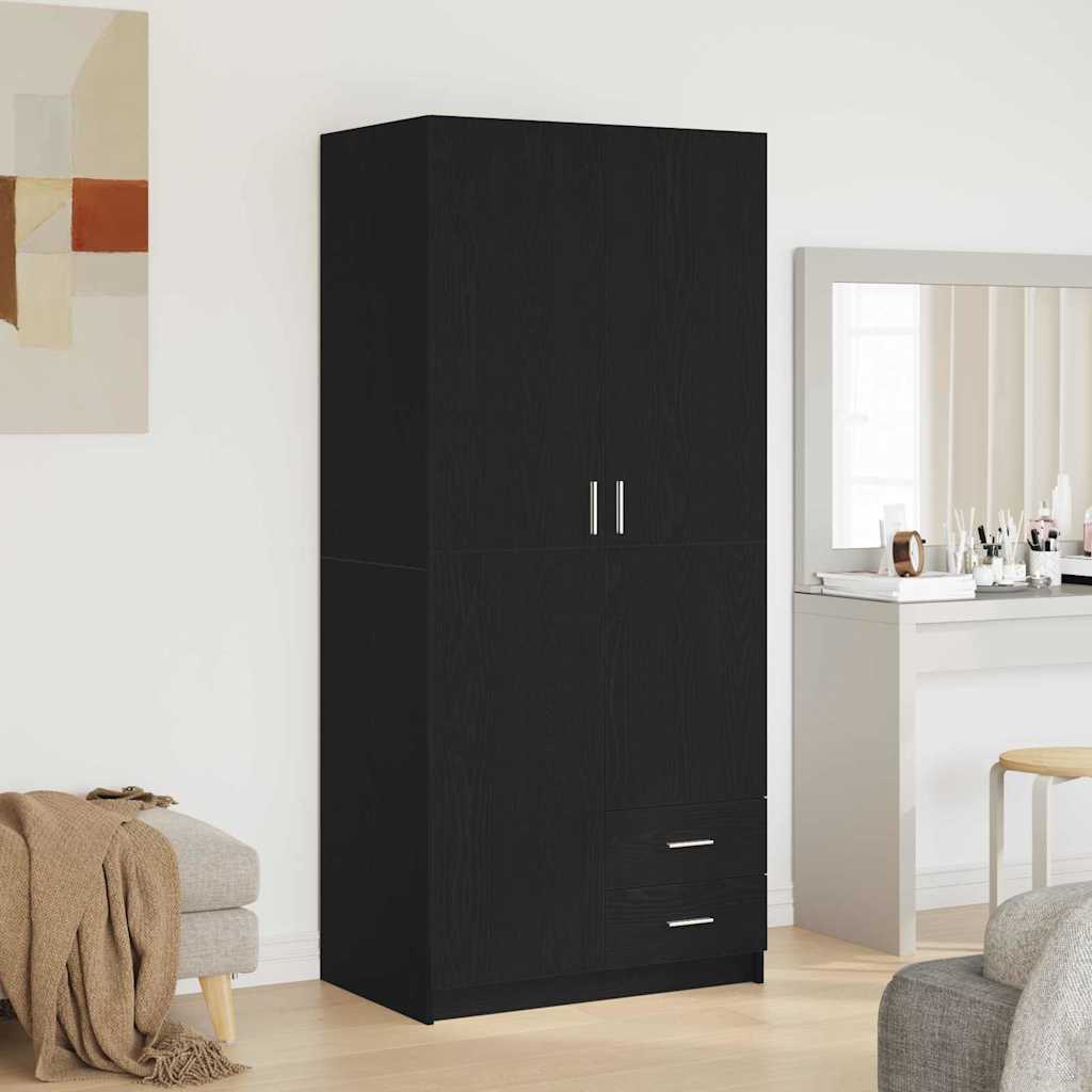 Kleiderschrank mit Tür Schwarz Eichen-Optik 80 x 52 x 180 cm