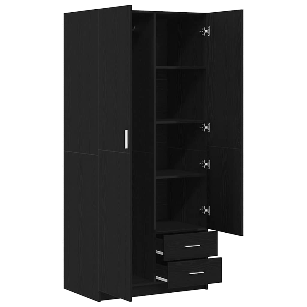 Kleiderschrank mit Tür Schwarz Eichen-Optik 80 x 52 x 180 cm
