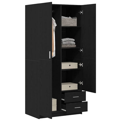 Kleiderschrank mit Tür Schwarz Eichen-Optik 80 x 52 x 180 cm