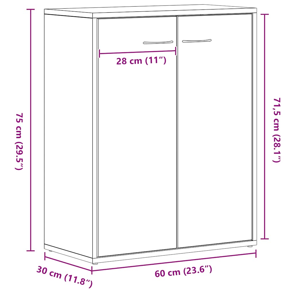 Sideboard Schwarze Eiche 60x30x75 cm Holzwerkstoff