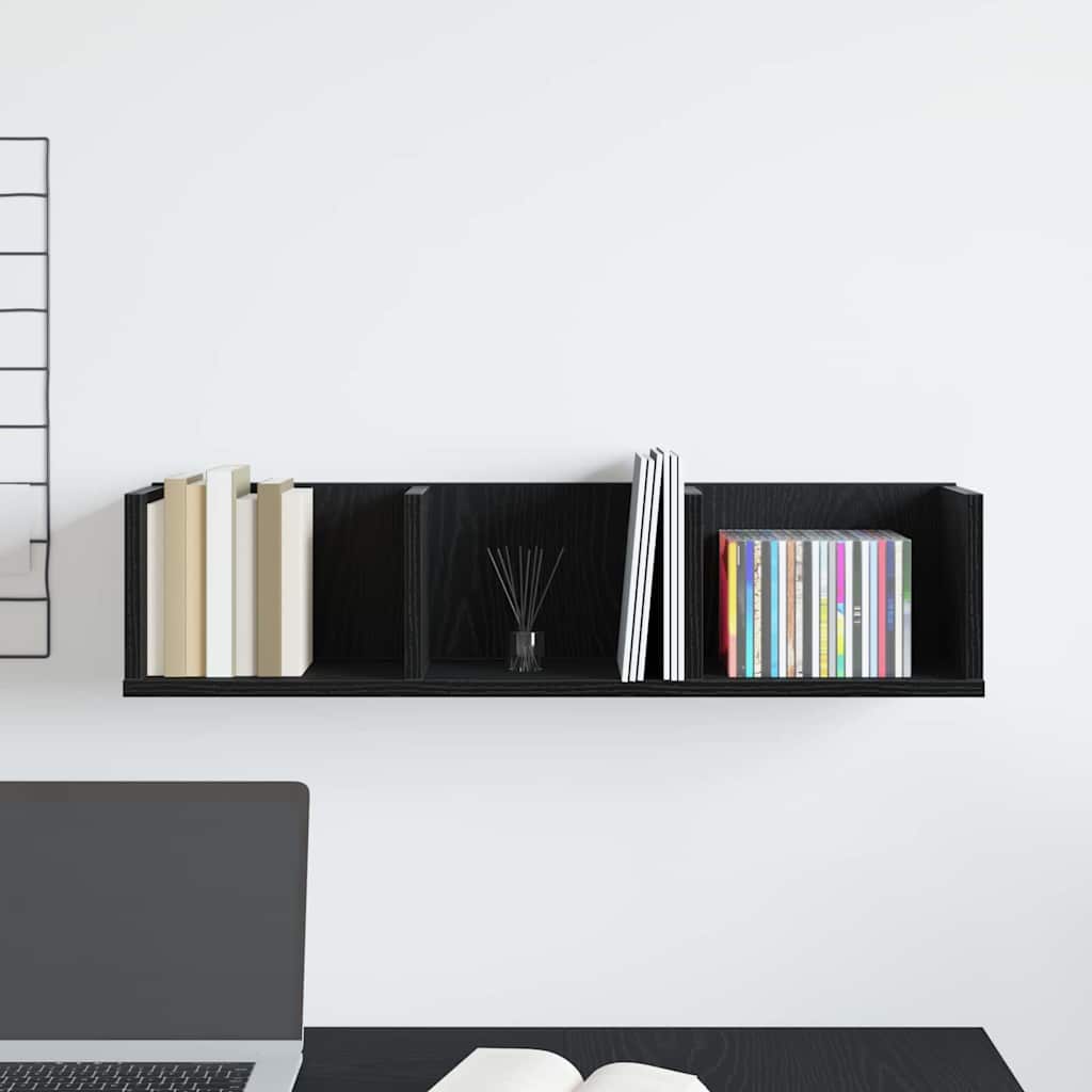 Wandregal Schwarz Eichen-Optik 75 x 18 x 18 cm Holzwerkstoff