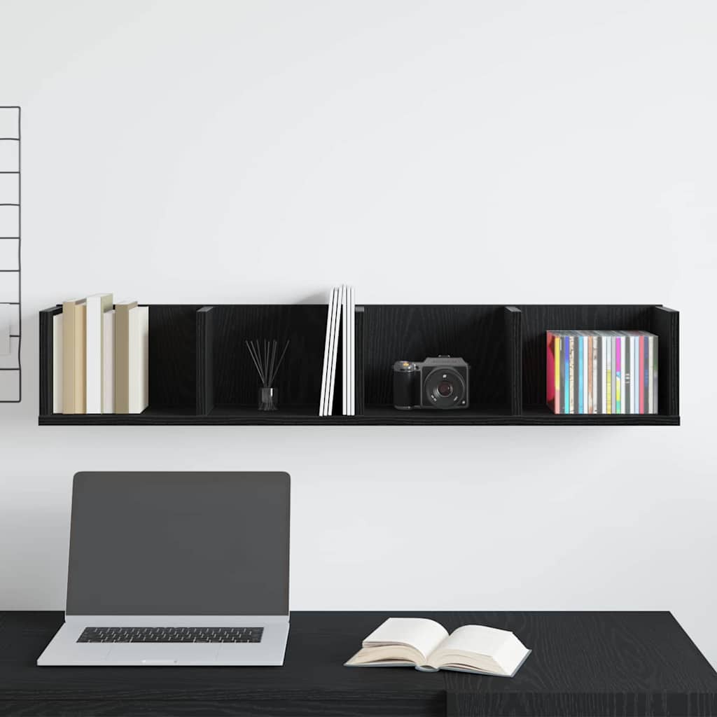 Wandregal Schwarz Eichen-Optik 100 x 18 x 18 cm Holzwerkstoff