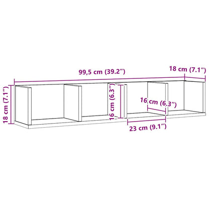 Wandregal Schwarz Eichen-Optik 100 x 18 x 18 cm Holzwerkstoff