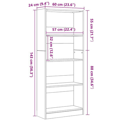 Bücherregal Schwarze Eiche 60 x 24 x 143 cm Holzwerkstoff