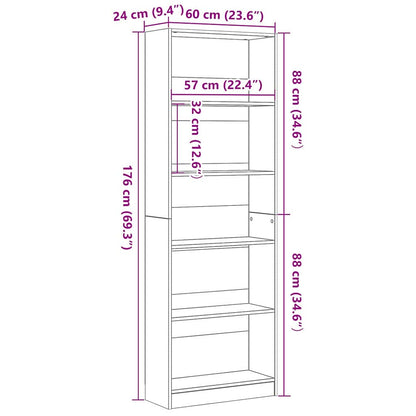 Bücherregal Schwarze Eiche 60 x 24 x 176 cm Holzwerkstoff