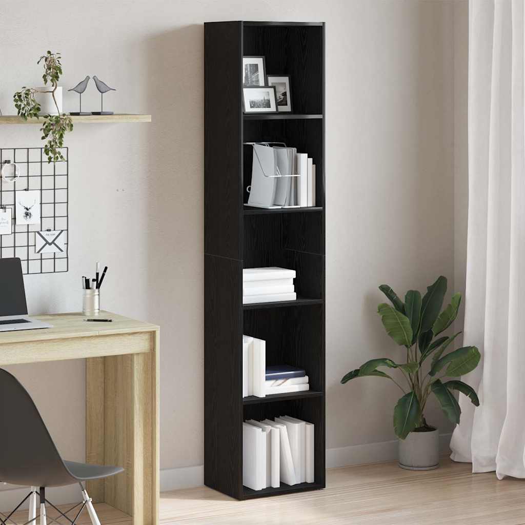 Bücherregal Eiche Schwarz 40 x 30 x 189 cm Holzwerkstoff