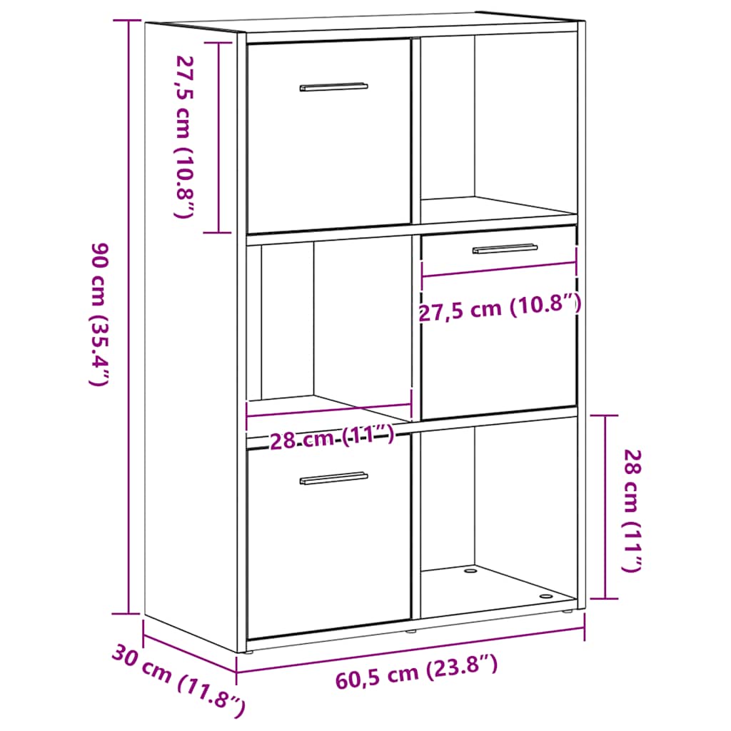Bücherregal/Raumteiler Schwarze Eiche 60,5x30x90cm Holzwerkstoff