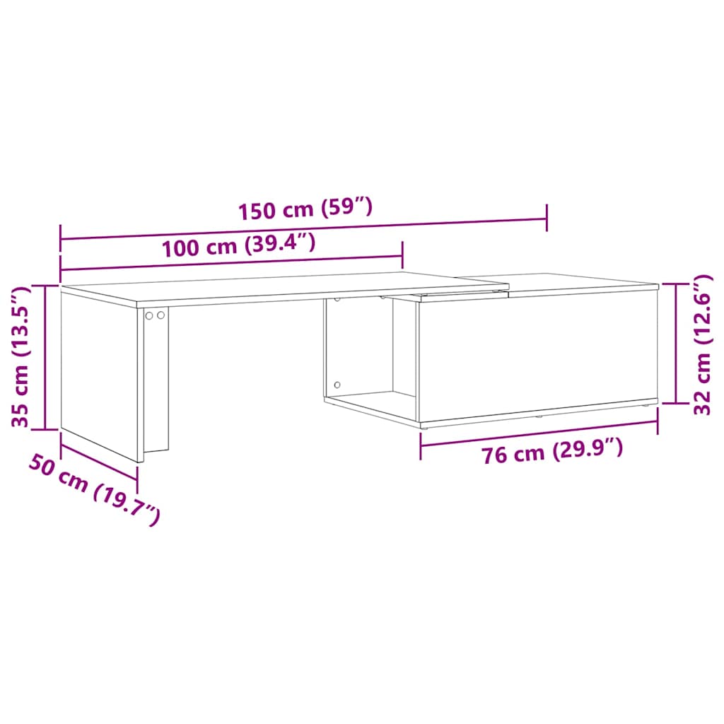 Couchtisch Schwarze Eiche 150 x 50 x 35 cm Holzwerkstoff