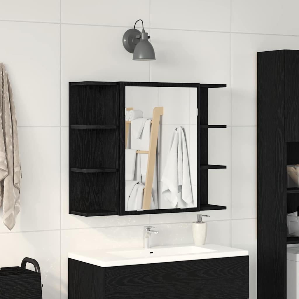 Badezimmerspiegelschrank Schwarze Eiche 80 x 20,5 x 64 cm Holzwerkstoff