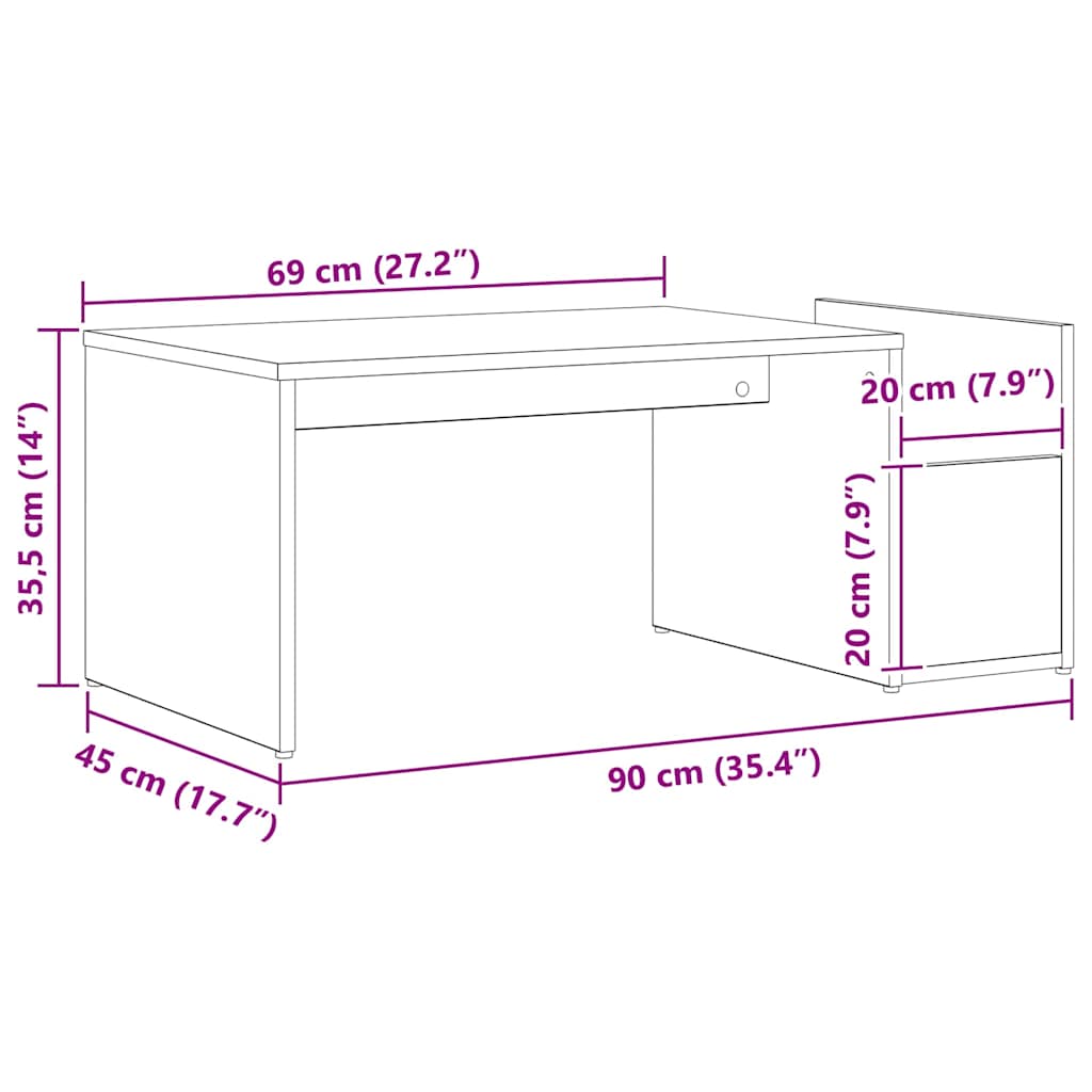 Couchtisch Schwarze Eiche 90 x 45 x 35 cm Holzwerkstoff