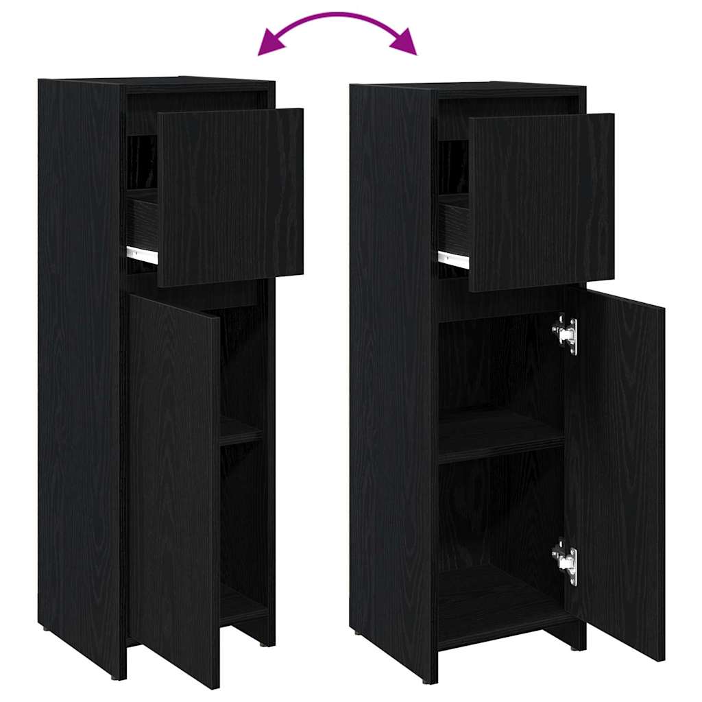 Badezimmerschrank Schwarze Eiche 30 x 30 x 95 cm Holzwerkstoff