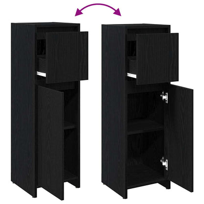 Badezimmerschrank Schwarze Eiche 30 x 30 x 95 cm Holzwerkstoff