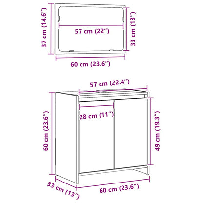 Badezimmerschrank Schwarze Eiche 60 x 33 x 61 cm Holzwerkstoff