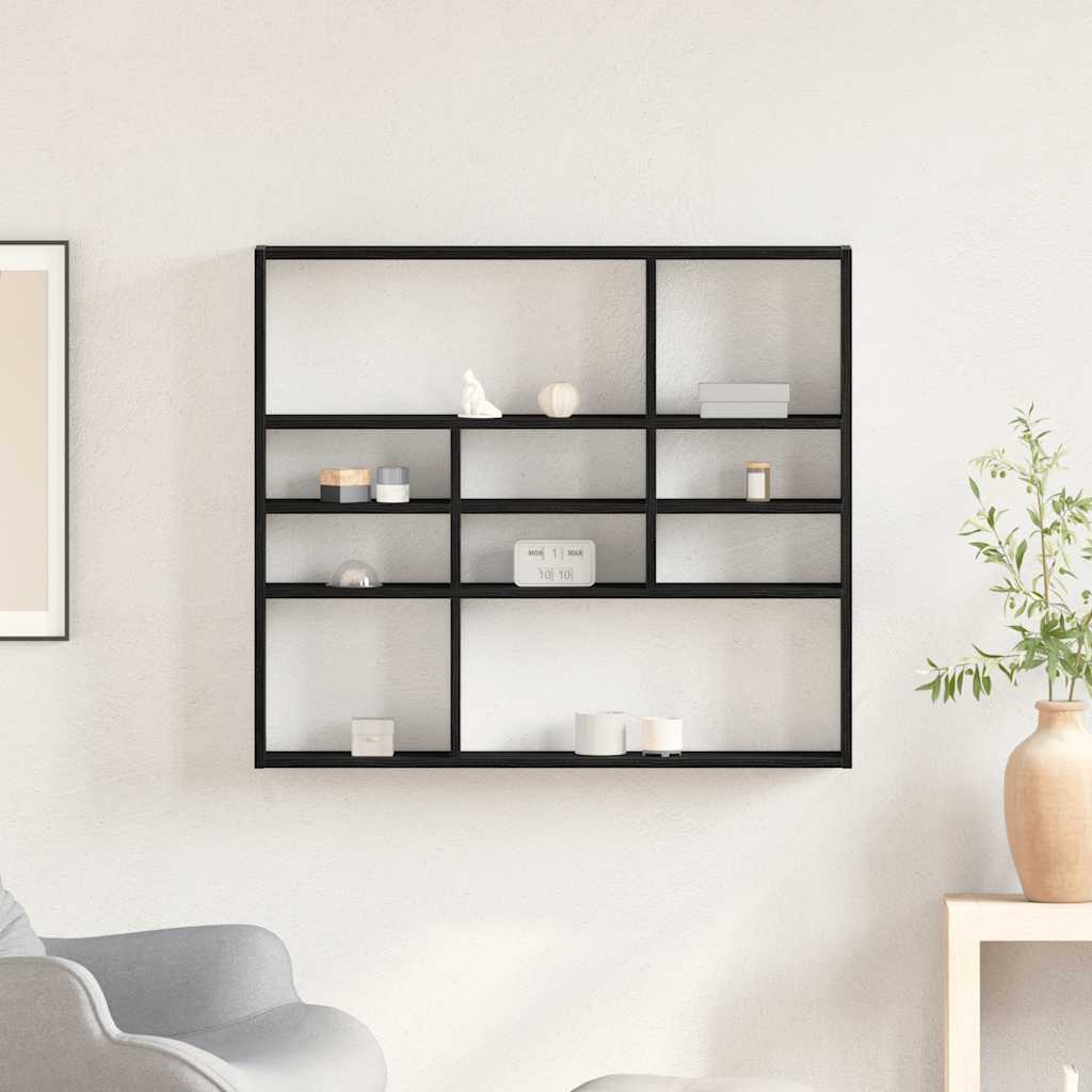 Wandregal Schwarz Eichen-Optik 90x16x78 cm Holzwerkstoff
