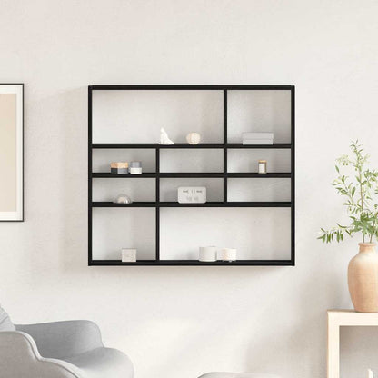 Wandregal Schwarz Eichen-Optik 90x16x78 cm Holzwerkstoff