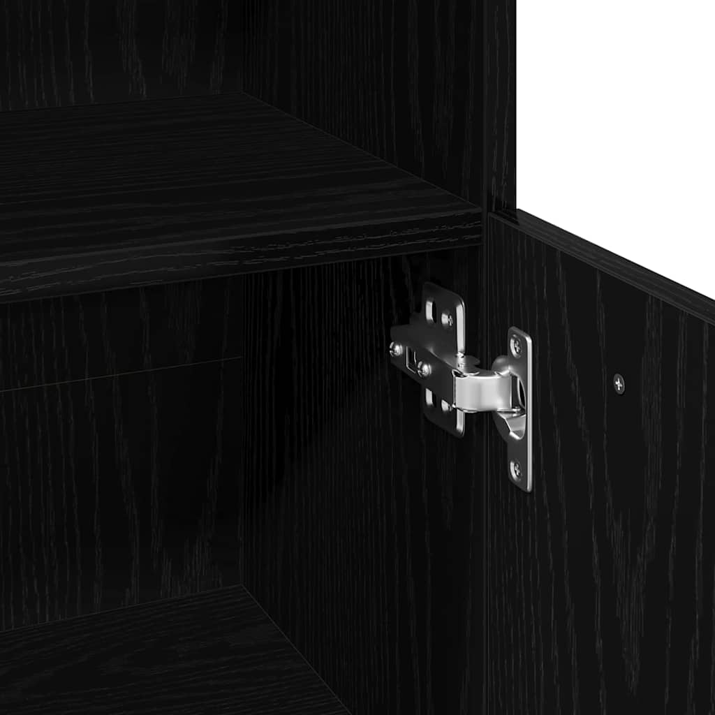 Badezimmer Schrank mit Tür Schwarz Eichen-Optik 30 x 30 x 95 cm