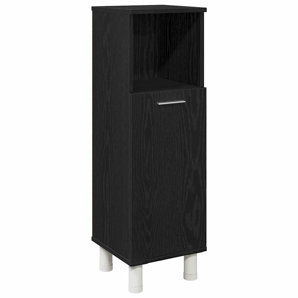 Badezimmer Schrank mit Tür Schwarz Eichen-Optik 30 x 30 x 95 cm