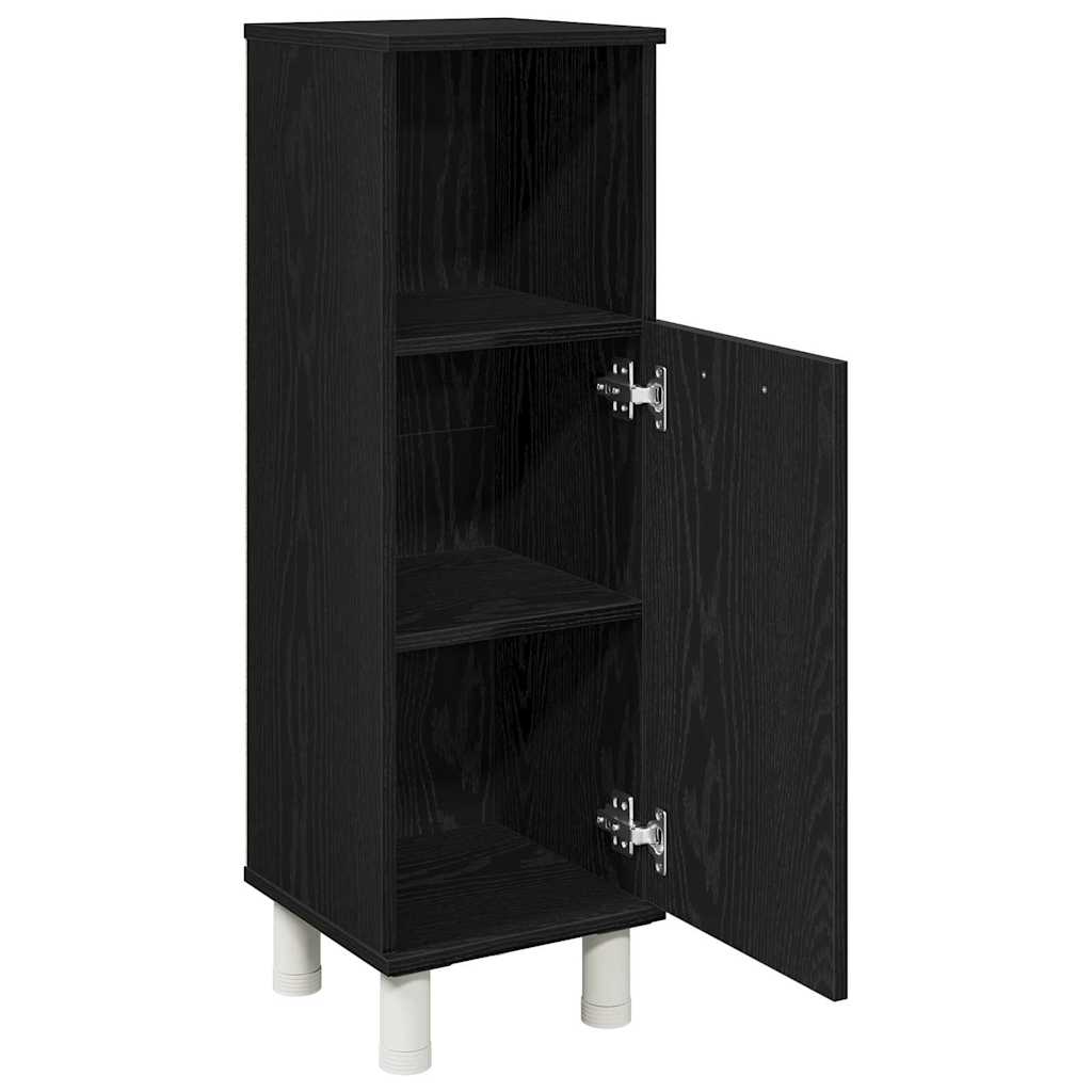 Badezimmer Schrank mit Tür Schwarz Eichen-Optik 30 x 30 x 95 cm
