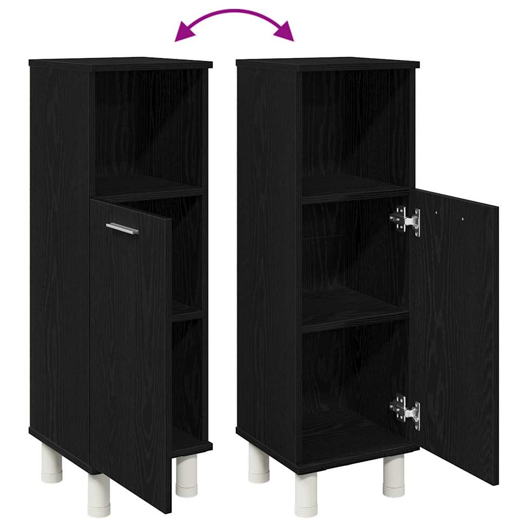 Badezimmer Schrank mit Tür Schwarz Eichen-Optik 30 x 30 x 95 cm