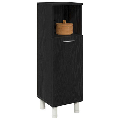 Badezimmer Schrank mit Tür Schwarz Eichen-Optik 30 x 30 x 95 cm
