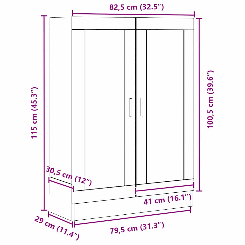 Bücherregal Schwarze Eiche 82,5 x 30,5 x 115 cm Holzwerkstoff