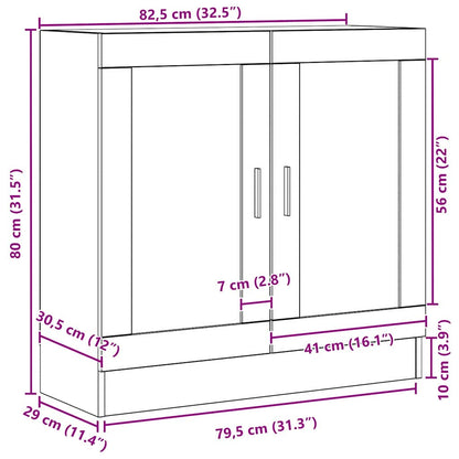 Bücherregal Schwarze Eiche 82,5 x 30,5 x 80 cm Holzwerkstoff