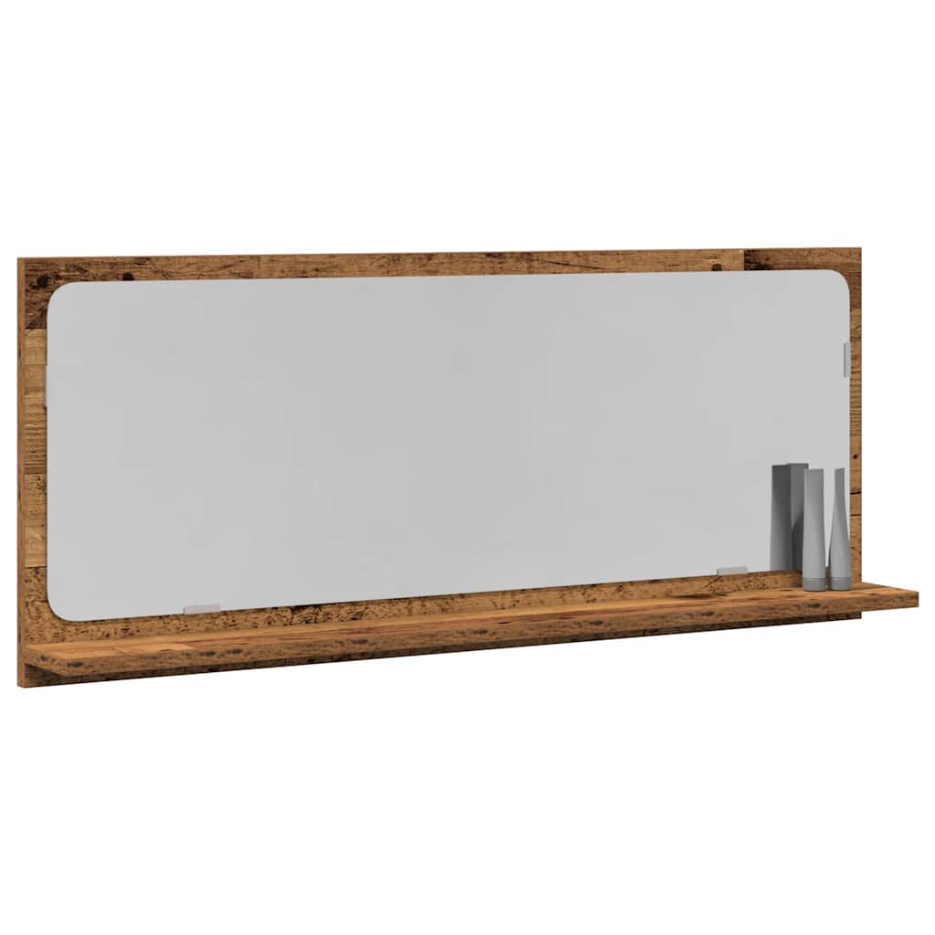 Spiegelregal mit Regal Altholz 90 x 10.5 x 37 cm Holzwerkstoff