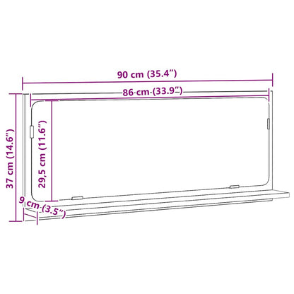 Spiegelregal mit Regal Altholz 90 x 10.5 x 37 cm Holzwerkstoff