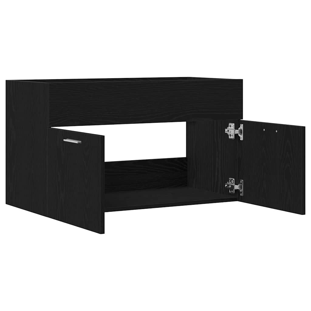 Badezimmer Waschbecken Schrank Schwarze Eiche Holzwerkstoff Schwarz Eichen-Optik 80 x 38.5 x 46 cm