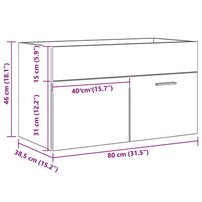 Badezimmer Waschbecken Schrank Schwarze Eiche Holzwerkstoff Schwarz Eichen-Optik 80 x 38.5 x 46 cm