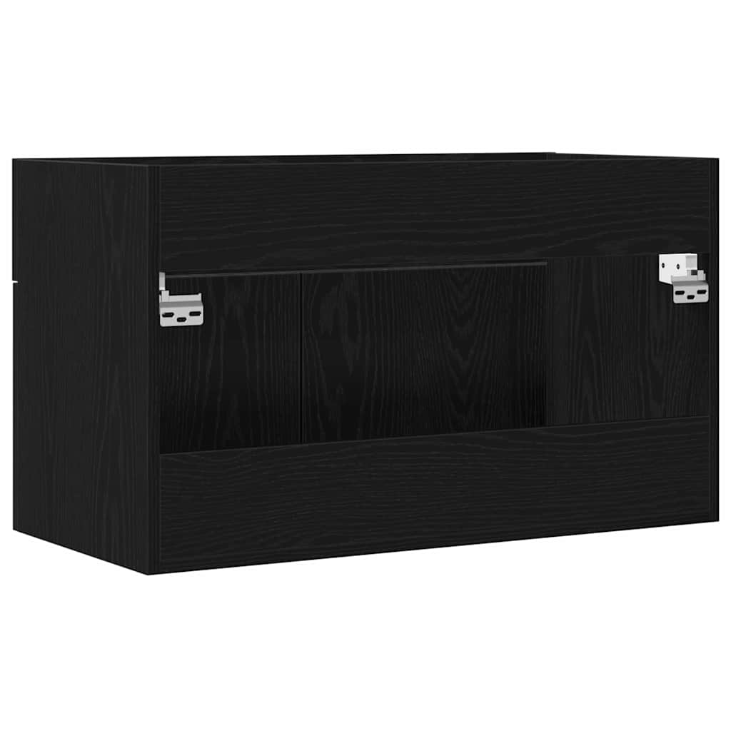 Waschbecken-Schrank mit Tür Schwarze Eiche 90 x 38.5 x 46 cm